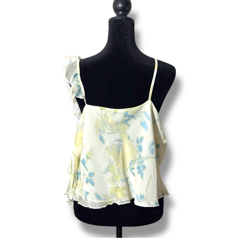 Rita Ora x Primark Flowy Asymmetrical Sheer Yellow Floral Ruffle Camisole Top - Picture 6 of 15